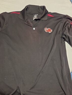 Black Polo Shirt with Garnet Accent and Embroidered Gamecock Logo